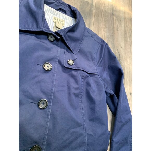 L.L. Bean Women’s Small Reg Navy Blue Old Port Trench Coat Jacket Item 287395 Po - Picture 4 of 8